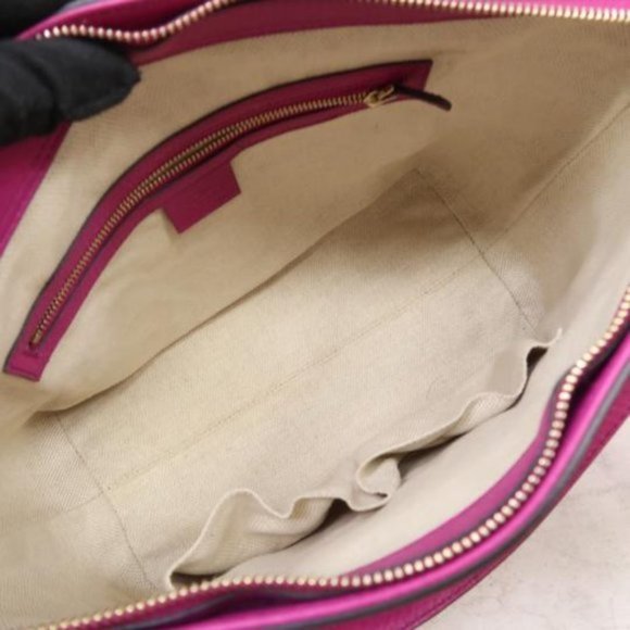 Auth Gucci Soho Small Fuchsia Calfskin Satchel Bag - Picture 10 of 11